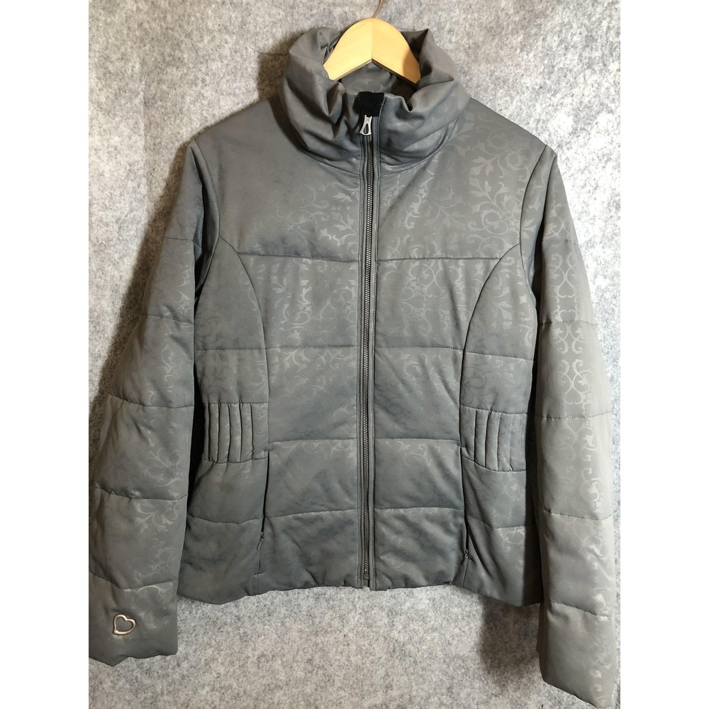 Obermeyer‎ Jacket Womens 8 Gray Margot Insulated Puffer Ski Floral Winter Board
